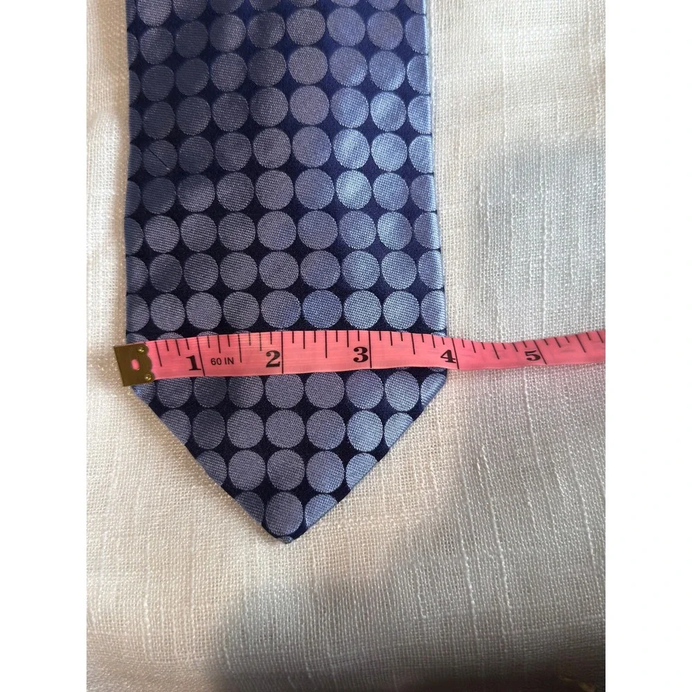Ted Baker London Mens 100% Silk Tie Blue Polka Dot Geometric Hand Tailored USA
